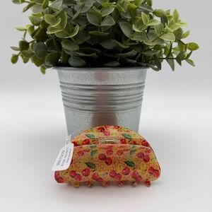 Free People Cherry Hair Claw Clip Patterned Fruit Print New